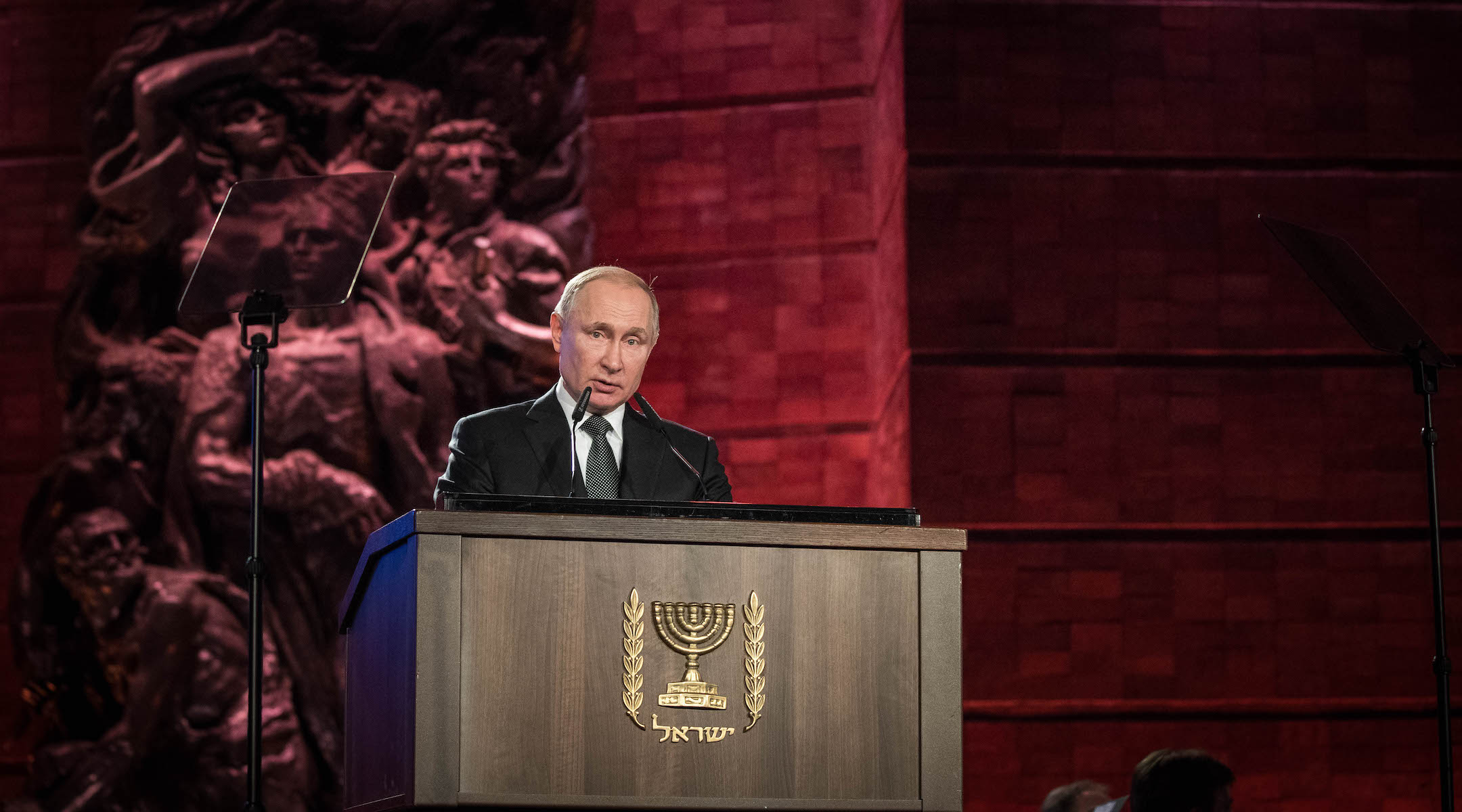 Vladimir Putin speaks during the Holocaust Forum