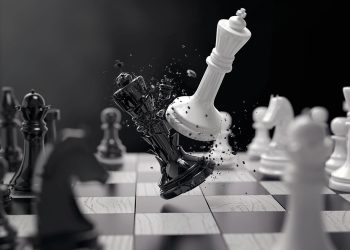 black and white chess battle,Chess victory,chess concept,3d illustration