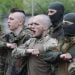 May 7, 2015 - Kiev, Ukraine - Volunteers of the Azov Battalion during a ceremony before being sent to eastern Ukraine, in Kiev, Ukraine, 07 May,2015. Officials from Russia, Ukraine and the Organization for Security and Cooperation in Europe (OSCE) were meeting in Minsk on 06 May to try to salvage the eastern Ukraine ceasefire agreement reached in February. The OSCE, which has numerous monitors in east Ukraine, released a report on 02 May showing that both the Russia-backed separatists and the Ukrainian military have apparently violated the ceasefire a total of more than 20 times. (Credit Image: В© Serg Glovny/ZUMA Wire/ZUMAPRESS.com)
