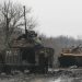 Armoured vehicles, destroyed during battles between the armed forces of the separatist self-proclaimed Donetsk People's Republic and the Ukrainian armed forces, are seen in Vuhlehirsk, Ukraine, February 6, 2015. REUTERS/Maxim Shemetov