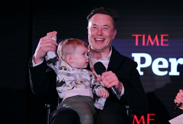 NEW YORK, NEW YORK - DECEMBER 13: Elon Musk and son X Æ A-12 on stage TIME Person of the Year on December 13, 2021 in New York City. (Photo by Theo Wargo/Getty Images for TIME)