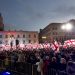 Several thousand supporters of the party of the Georgian ex-president Mikhail Saakashvili gather with Georgian national flags to demand his release from a prison due to his ill health, in Tbilisi, Russia, Thursday, Oct. 14, 2021. A doctor for former Georgian President Mikheil Saakashvili says his condition is deteriorating after he went on a hunger strike that he started after being arrested when he returned to the country. (AP Photo/Shakh Aivazov)