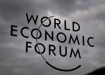 A sign of the World Economic Forum (WEF) is seen at the Congress centre during the WEF's annual meeting in Davos on May 23, 2022. (Photo by Fabrice COFFRINI / AFP) (Photo by FABRICE COFFRINI/AFP via Getty Images)