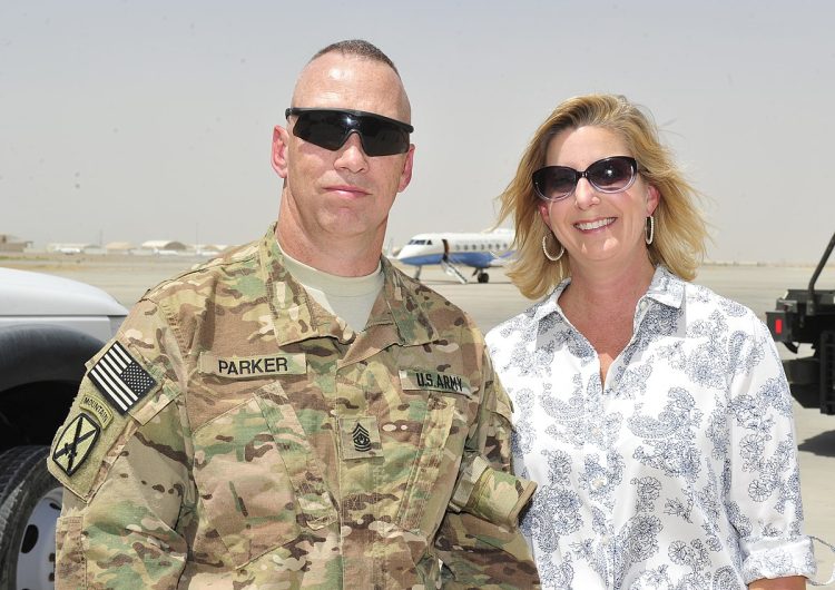 150701-N-SQ656-277 KANDAHAR, Afghanistan (July 1, 2015) U.S. Army Command Sgt. Maj. Roger Parker, Train, Advise and Assist Command - South (TAAC-S) and U.S. Under Secretary of Defense for Policy Christine Wormuth stand at Kandahar Airfield in Kandahar, Afghanistan July 1, 2015. Wormuth met with leaders in Afghanistan and visited TAAC-S to discuss the progress of the NATO-led Resolute Support mission. (U.S. military photo by Lt. Kristine Volk, Resolute Support Public Affairs/Released)