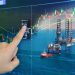 Stock market concept with oil rig in the gulf and oil refinery industry background,Double exposure