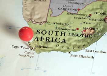 South Africa's map with pin