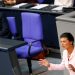 Sahra Wagenknecht of the left "Die Linke" party speaks as German Economy Minister Robert Habeck listens during the budget debate in the plenary hall of the German lower house of parliament or Bundestag, in Berlin, Germany September 8, 2022.  REUTERS/Michele Tantussi