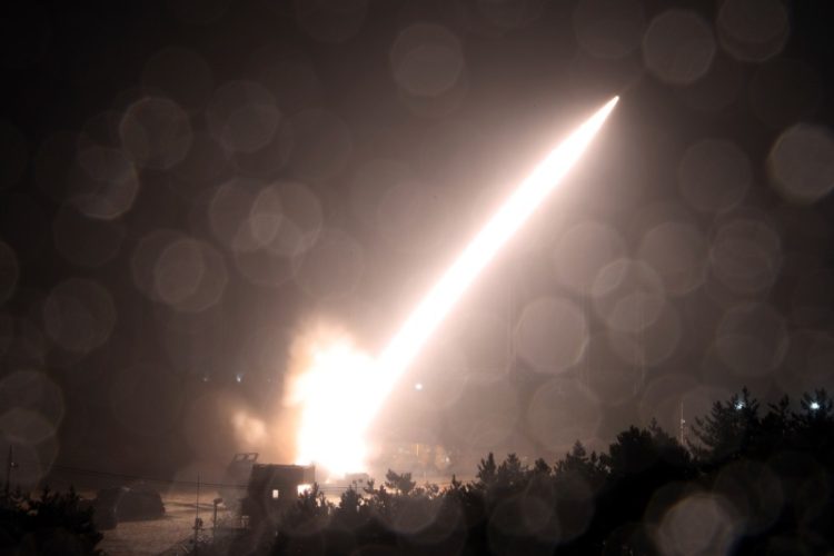In this photo provided by South Korea Defense Ministry, an Army Tactical Missile System or ATACMS missile is fired during a joint military drill between U.S. and South Korea at an undisclosed location in South Korea, Wednesday, Oct. 5, 2022. The Joint Chiefs of Staff said the South Korean and U.S. militaries successfully fired a total of four Army Tactical Missile Systems missiles during the exercise that it said was aimed at demonstrating its precision strike capabilities against the North. (South Korea Defense Ministry via AP),Image: 728217678, License: Rights-managed, Restrictions: This content is intended for editorial use only. For other uses, additional clearances may be required.; Handout - Government Produced AP PROVIDES ACCESS TO THIS PUBLICLY DISTRIBUTED HANDOUT PHOTO PROVIDED BY SOUTH KOREA DEFENSE MINISTRY; MANDATORY CREDIT., Model Release: no, Credit line: ČTK / AP / Uncredited