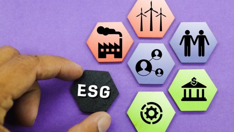 hexagon with the Concept of ESG or Environmental, Social and Governance Concept