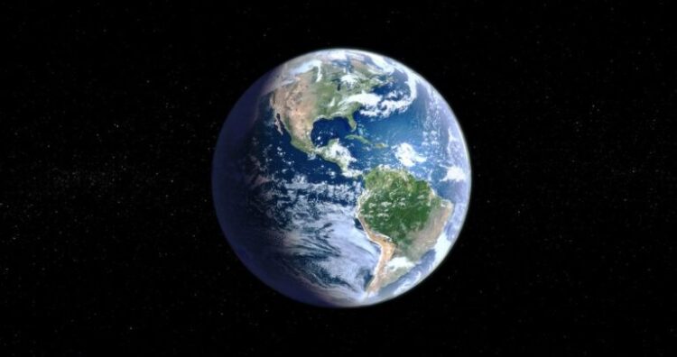 A breathtaking view of the earth globe as it's seeing from the space isolated on black background